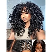 Beauty Forever Bye Bye Knots Pre Cut Lace Put on and Go Glueless Wig Human Hair Bleached Jerry Curly Wig 7x5 HD Lace Front Wigs Pre Plucked Beginners Wig for Women 150% Density Natural Color 16 Inch