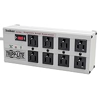 Tripp Lite Isobar 8 Outlet Surge Protector Power Strip, 25ft Long Cord, Right-Angle Plug, Metal, & $50,000 INSURANCE (ISOBAR825ULTRA) Gray