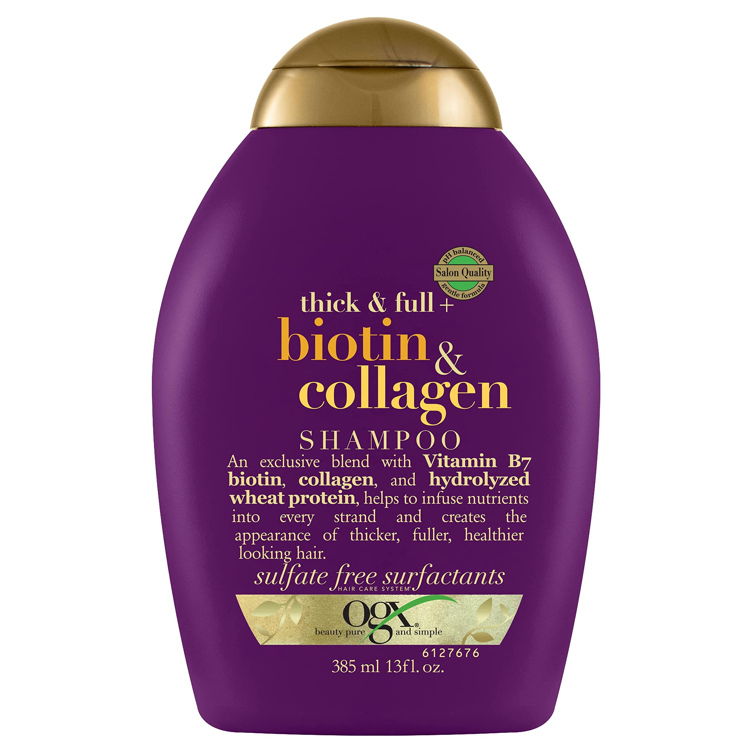Mua OGX Thick & Full + Biotin & Collagen Volumizing Shampoo for Thin Hair,  Thickening Shampoo with Vitamin B7 & Hydrolyzed Wheat Protein,  Paraben-Free, Sulfate-Free Surfactants, 13 fl oz trên Amazon Mỹ