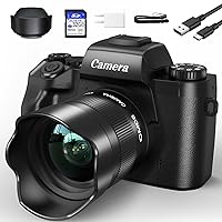Digital Camera for Photography and Video, 44MP Vlogging Camera with SD Card, Compact Camera with Flash, 16X Digital Zoom Travel Camera