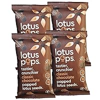 Lotus Pops - Popped Lotus (Water Lily) Seed Snacks – Low Calorie Gluten Free Snacks | Plant Protein | Roasted Not-Fried | Paleo | GrainFree | NonGMO | Healthy Dessert | (Classic Chocolate 4 2oz Packs)