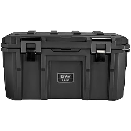 Eylar SR-50 Crossover Overland Cargo Case, Equipment Hard Case, Roto Molded, Stackable with Pad-Lock Hasp, Strap Mountable, TSA Standard, IPX4 Rated, 50 Liters (Black)