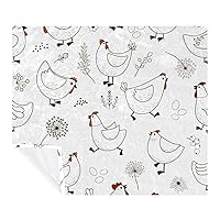 Hand Drawn Chicken and Eggs Soft Cozy Throw Blanket for Adult and Kids, Lightweight Microfiber Fleece Blanket for Couch Bed Sofa Travel, 59