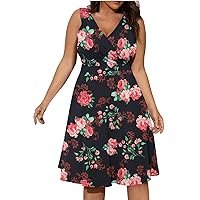 Women Sexy V Neck Short Sleeve Solid Color Wrap Waist Swing Cocktail Maxi Dress Casual Summer Beach Dresses