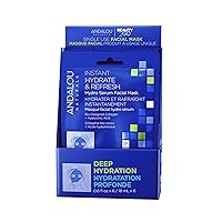 Andalou Naturals, Deep Hydration, Instant Hydrate & Refresh Sheet Mask, Single Face Mask, 0.6 oz each, 6 Count (Pack of 1)