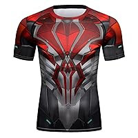 Men's 3D Graphic Compression Fitness Shirt Sports Wicking T-Shirt Crew Neck Short Sleeve Athletic Tank Tops