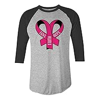 Threadrock Motivational Breast Cancer Pink Ribbon Heart Unisex Raglan T-Shirt