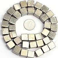 JOE FOREMAN Pyrite Beads for Jewelry Making Natural Gemstone Semi Precious 10mm Cubic Silver Gray 15