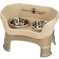Neater Feeder - Deluxe Model Adjustable Height - Mess-Proof Dog Bowls (Medium, Cappuccino) - Made in USA - Elevated, No Spill, Non-Tip, Non-Slip, Raised Stainless Steel Food & Water Pet Bowls