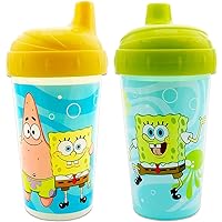 Cudlie Baby Boy 2 Pack 10 Oz Hard Spout Sippy Cup for Toddler, Sponge Bob