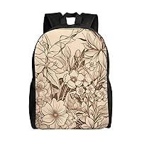 Hand Drawn Floral Design Print Backpack for Women Men Lightweight Laptop Backpacks Travel Laptop Bag Casual Daypack