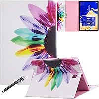 Galaxy Tab S4 10.5 Case, Newshine Premium Leather Lightweight Flip Stand Cover with Card Cash Pocket for Samsung Galaxy Tab S4 10.5 2018 Model SM-T830/T835/T837 Tablet, Rainbow Flower