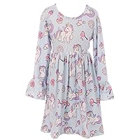 Little Girl Dress Kids Unicorn Ruffle Sleeve Cotton Summer Flower Girl Dress 2-8