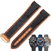 20mm 22mm Watch Bracelet for Omega 300 SEAMASTER 600 Planet Ocean Folding Buckle Silicone Nylon Strap Watch Accessories Watch Band (Color : Blackorange Rosegold, Size : 20mm)