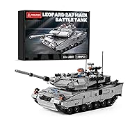 Leopard II A7 Main Battle Tank Building Block, Military Tank Building Toy Set to Display, Collectible WW2 Army Tank Model for Adults (1,498 Pieces)