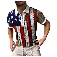 Polo Shirts for Men American Patriotic Flag Shirt Summer Casual Short Sleeve Tops Outdoor Street T-Shirt