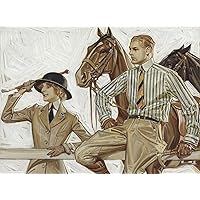 EQUESTRIANS SPRINGTIME LITTLE BO PEEP J. C. LEYENDECKER ART PRINT - 7 IN x 10 IN - MATTED TO 11 IN x 14 IN - BLACK MATS ONLY