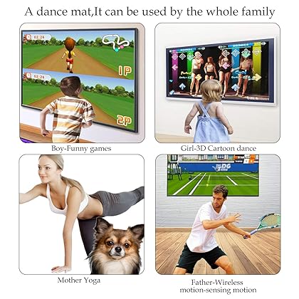 GOLUTEWBILE HDMI Double Wireless Game Dance Mat for Kids and Adults, Motion-Sensing Controller,3D Scene Mode， MTV&Cartoon Mode