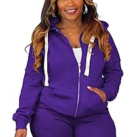 Tycorwd Women's Plus Size Casual Hoodies Sweatshirt Long Sleeve Full Zipper Track Top Athletic Jackets with Pocket