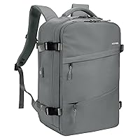 HOMIEE Carry On Bag, Large Travel Backpack Flight Approved Personal Item Bag, Waterproof Luggage Daypack Lightweight Weekender College Business Laptop Backpack, Grey