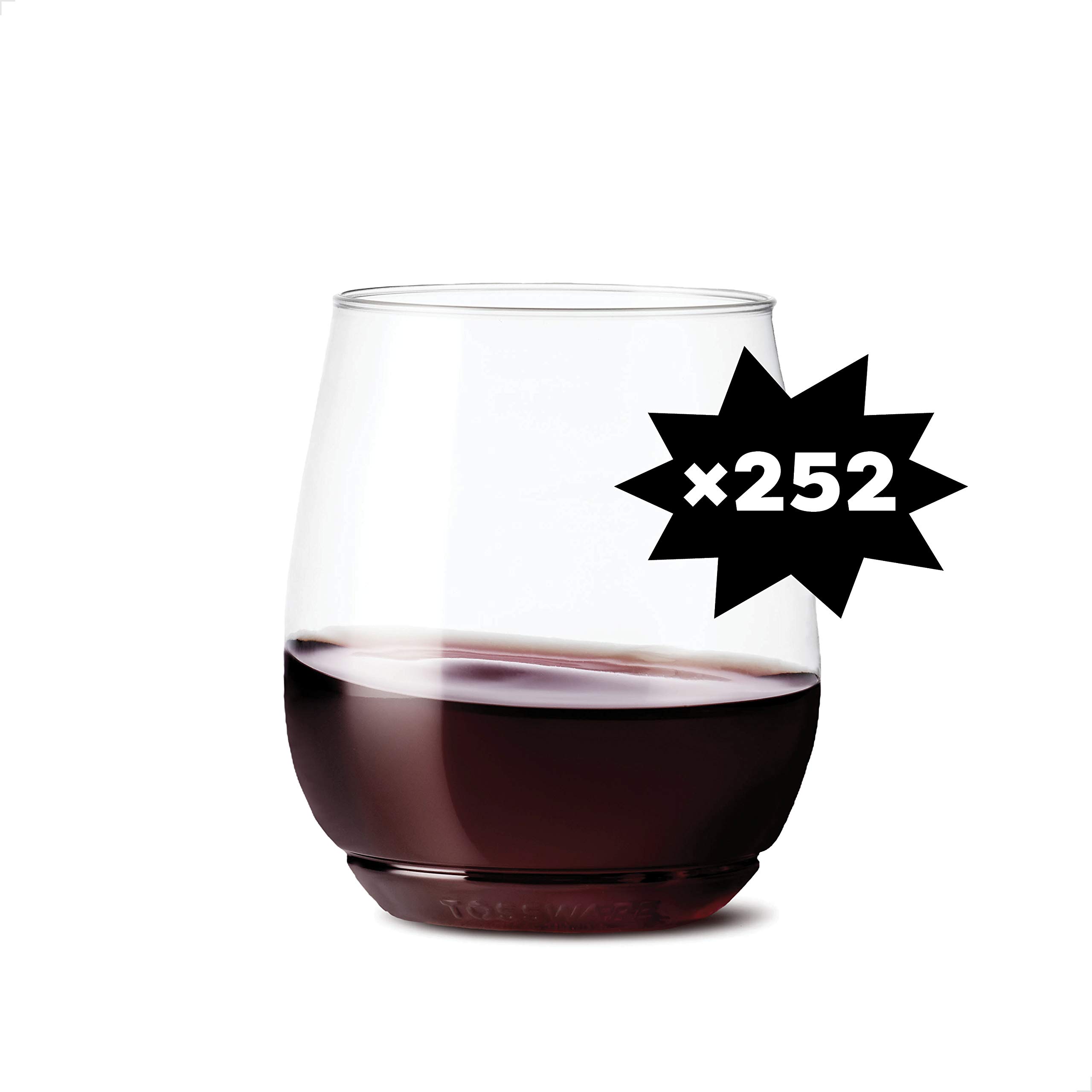 TOSSWARE POP 14oz Vino Set of 252, Recyclable, Unbreakable & Crystal Clear Plastic Wine Glasses