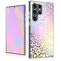 MYBAT PRO Slim Cute Case for Samsung Galaxy S23 Ultra Case 6.8 inch, Mood Series Clear Stylish Glitter Shockproof Non-Yellowing Protective Cover for Women Girls, Holographic Leopard
