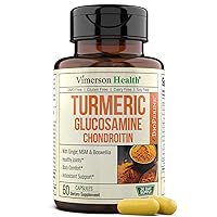 Turmeric Curcumin with Glucosamine Chondroitin, MSM, Ginger, Black Pepper & Boswellia. Joint Support Supplement with Bioperine. Antioxidant Turmeric Supplement for Joint & Immune Support. 60 Capsules