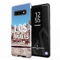 Compatible with Samsung Galaxy S10 Case Los Angeles LA California Sunny Cali Palm Trees Good Vibes USA America Mountains Shockproof Dual Layer Hard Shell + Silicone Protective Cover