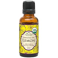 US Organic 100% Pure Lemon Essential Oil - USDA Certified Organic, Cold Pressed - W/Euro droppers (More Size Variations Available) (30 ml)
