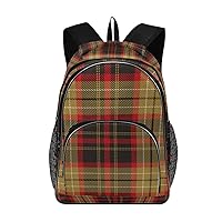 ALAZA Tartan Plaid Gold Grey and Red Teens Elementary School Bag Casual Daypack Book Bags Travel Knapsack Bags