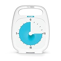 Time Timer PLUS 20 Minute Desk Visual Timer — Countdown Timer with Portable Handle for Classroom, Office, Homeschooling, Study Tool with Silent Operation (White)