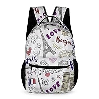 I Love Paris Travel Laptop Backpack Durable Computer Bag Daypack for Men Women