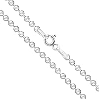 Sterling Silver Italian Ball Bead Chain 1mm 1.2mm 1.5mm 1.8mm 2.4mm 925 Italy New Dog Tag Necklace