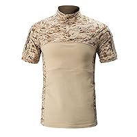 Mens Tactical Military Polos Shirts Long Sleeve Camouflage Outdoor Athletic T Shirt Slim Fit Quarter Zipper Band Collar Shirt