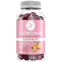 Flat Tummy Tea Superfruits Gummies, 60 Count - Skin, Gut, Cellular, Immune Health - Collagen & Keratin Production - Vegan, Non-GMO, Gluten-Free - Made with Bamboo Silica, Vitamin A, C & E