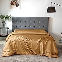 THXSILK Silk Duvet Cover, 100% 7A+ Mulberry Silk Comforter Cover, Seamless, Breathable, Easy Care Zipper Closure, 1 Duvet Cover Only - King, Metallic Gold