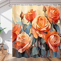 Painting Roses Shower Curtain for Bathroom Decor, Watercolor Flower 72x72in Bath Curtains, Waterproof Bathroom Curtains with Hooks for Bathtubs