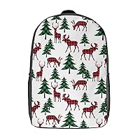Buffalo Reindeer Pattern 17 Inches Unisex Laptop Backpack Lightweight Shoulder Bag Travel Daypack