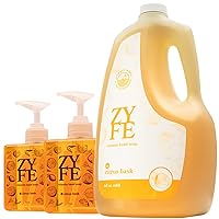 Eco Friendly Hand Soap Refills Family Pack - Pland Dervied Liquid Handsoap With 5x Vitamins - 2 12oz Pump Dispenser Bottles and 1 64oz Refill - Citrus