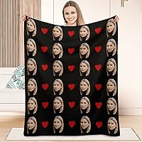 Heart Face Mom Blanket Personalized Photo Blanket Custom Blankets with Photos and Text for Adults Mom Grandma Wife Dad Husband Family Sister Besties Mother's Day Birthday Anniversary Christmas