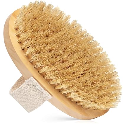 Dry Body Brush - 100% Natural Bristles - Cellulite Treatment, Increase Circulation and Tighten Skin. (Pack of 1)