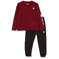 Hurley boys Long Sleeve Soft Basic Cloud Slub T-shirt and Shorts 2-piece Outfit Set2-Piece Outfit Set