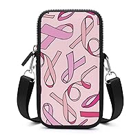 Awareness Ribbon Breast Cancer Crossbody Cell Phone Purse Crossbody Mini Bag Fashion Phone Pouch Wallet with Detachable Strap, dfbhjf546