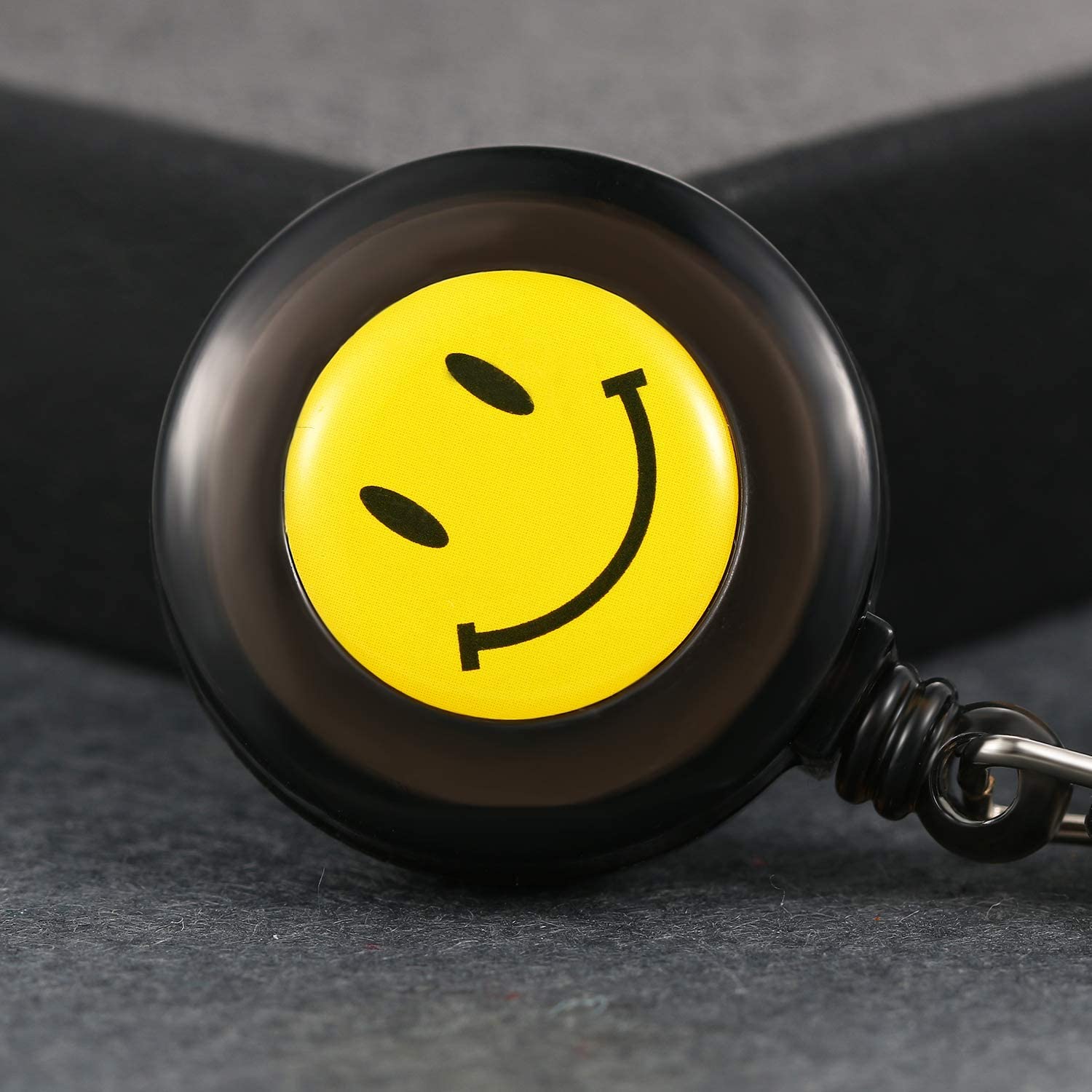 Lancardo Retractable Nurse Watches with Second Hand Clip-on Hanging Lapel Silicone Jelly Fob Pocket Watch Cute Cartoon Smile Round Face Arabic Markers for Doctor Nurses Women and Men
