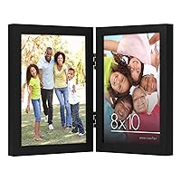 Americanflat Hinged 8x10 Picture Frame in Black - Double Picture Frame with Engineered Wood and Shatter-Resistant Glass for Tabletop Display