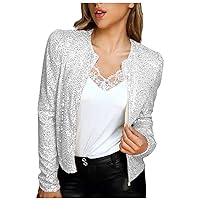 Oversized Blazer Jackets for Women Women's Cropped Sequin Cardigan Tops Sexy Trendy Party Blazer Jacket Slim Sparkly Coat Casual Going Out Jacket Red Sequin Sweater