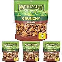 Nature Valley Crunchy Granola, Cinnamon, Resealable Bag, 16 OZ (Pack of 4)