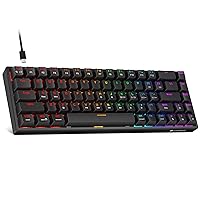 KOORUI 60% Mechanical Gaming Keyboard, Mixed Colors LED Backlit Ultra-Compact 68 Keys, Mini Wired Keyboard with Red Switch for Windows Laptop PC/Mac OS/Xbox