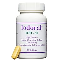 Iodoral 50 mg Supplement - Potassium Iodide Tablets, High Potency Iodine Tablets, Iodine Supplements for Thyroid Support, Daily Vitamins and Minerals, Lugol's Iodine Solution - 30 Count