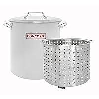 CONCORD Stainless Steel Stock Pot w/Steamer Basket. Cookware great for boiling and steaming (100 Quart)